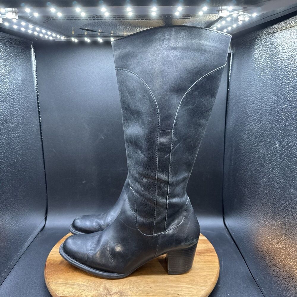 Classic Black Leather Knee-High Boots